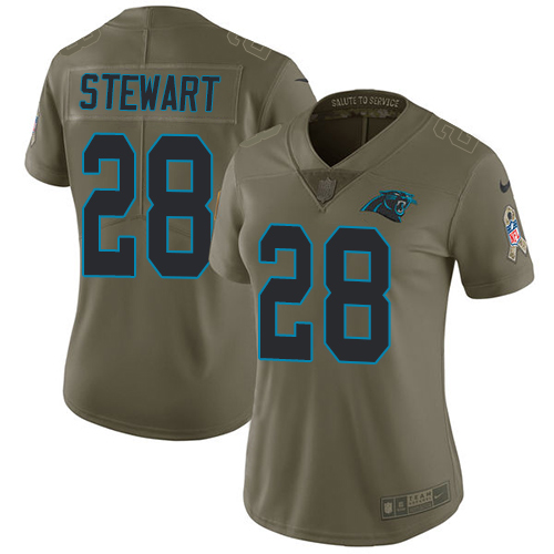 Nike Panthers #28 Jonathan Stewart Olive Women's Stitched NFL Limited Salute to Service Jersey
